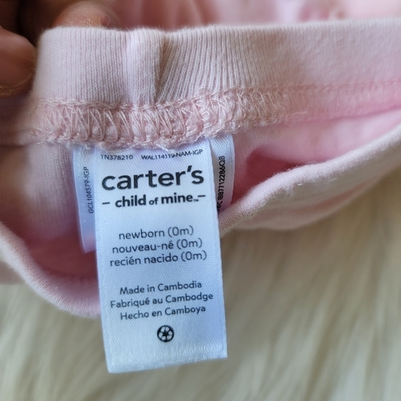 Carters Child of Mine Little Girl Pink Ruffle Bottom Pants Size Newborn - Picture 8 of 8